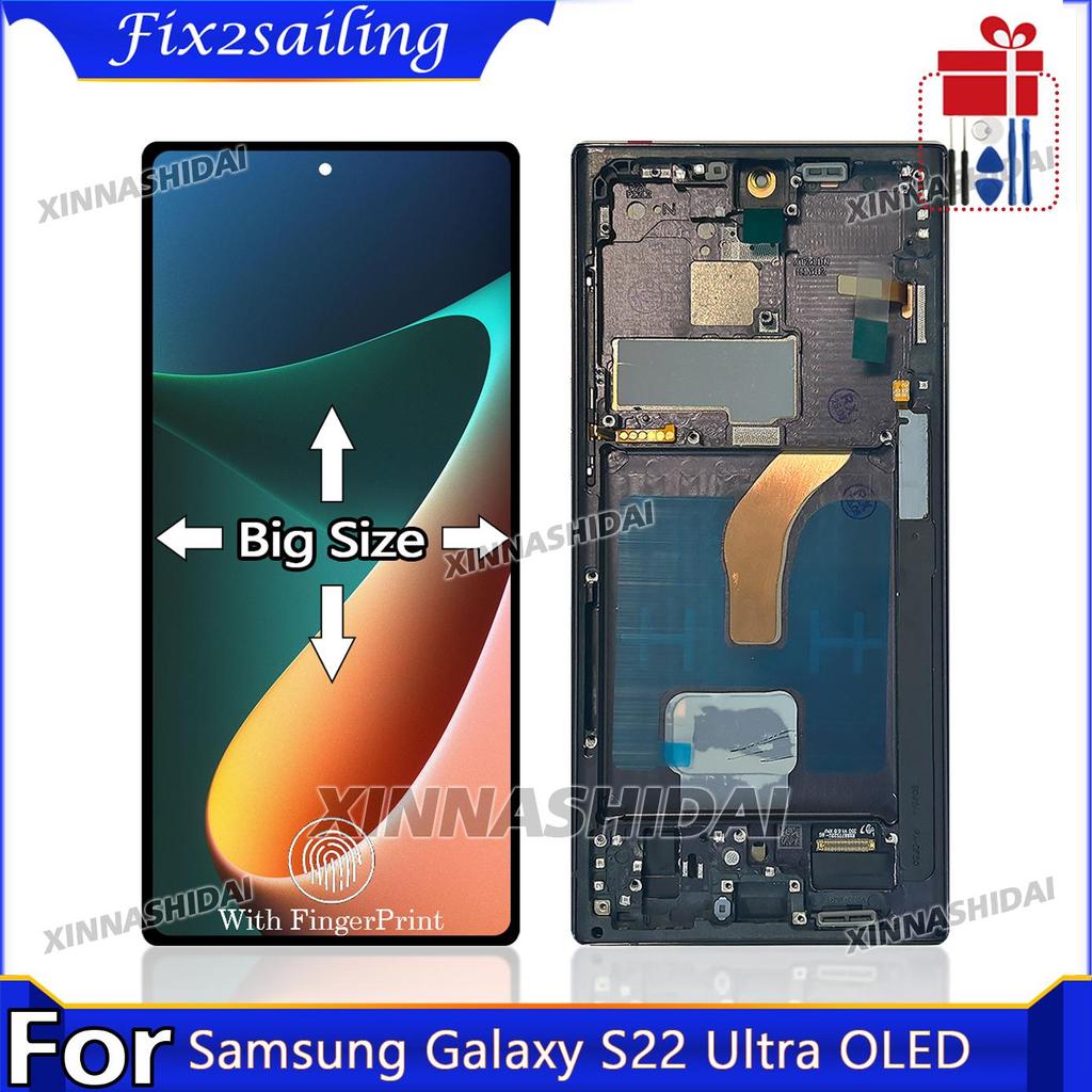 ใหม่จอแสดงผล OLED สําหรับ Samsung Galaxy S22 Ultra จอแสดงผล LCD หน้าจอสัมผัสแผงใหญ่ Digitizer Assemb