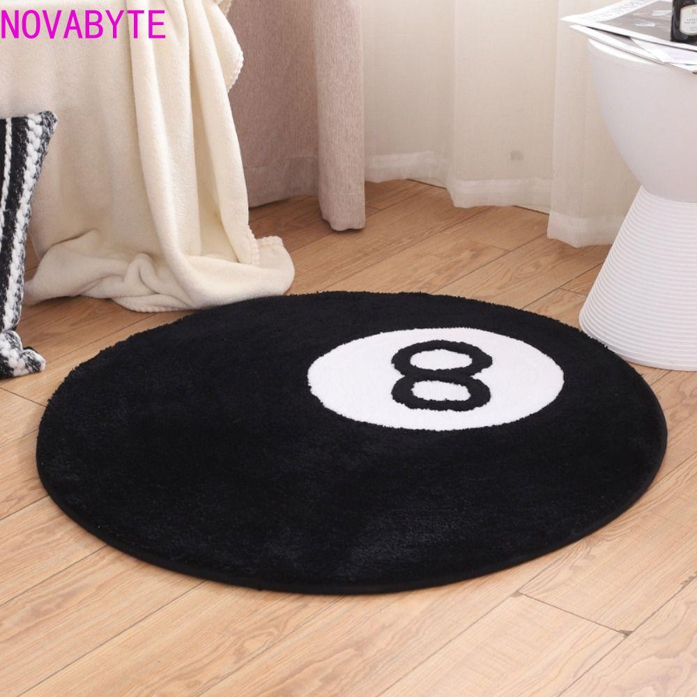 NOVABYTE 8 Ball พรม,นุ่มลื่น 8 Ball พรม, Creative Skin Friendly สีดํารอบ 8 Ball Mat Hoom Decor