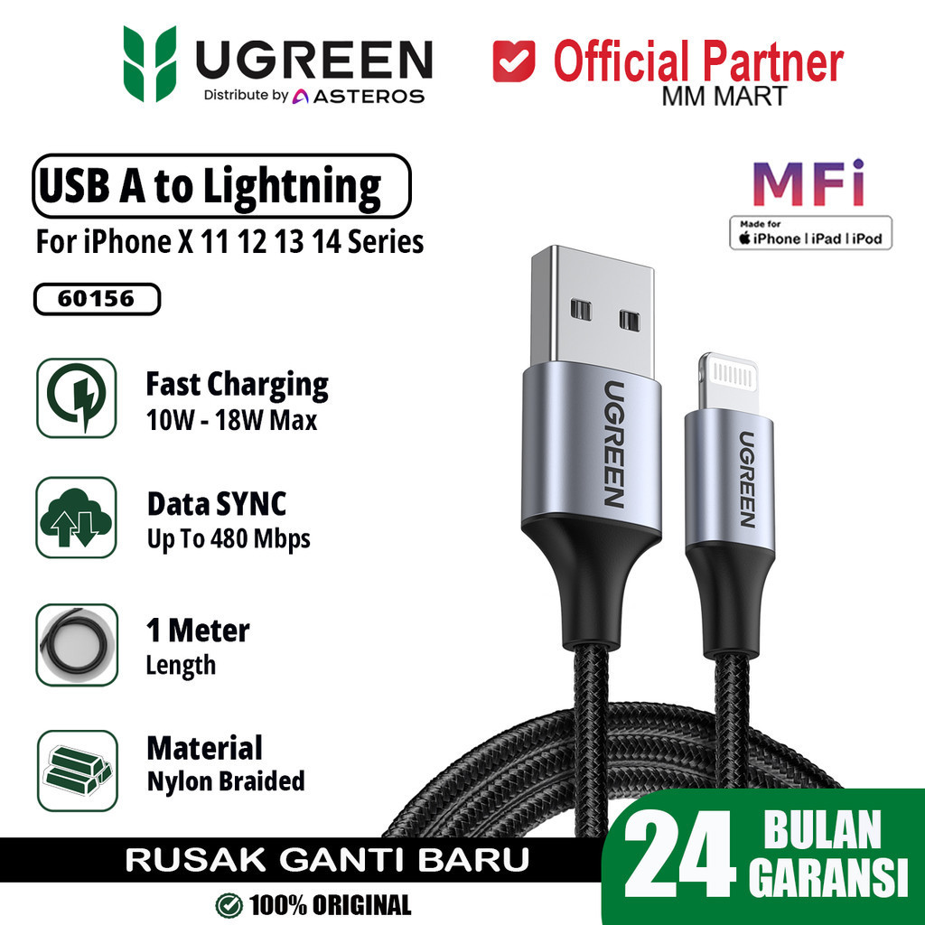 UGREEN MFi Data Cable MFI USB to Lightning Fast Charging iPhone iPad 60158 60156 ของแท้