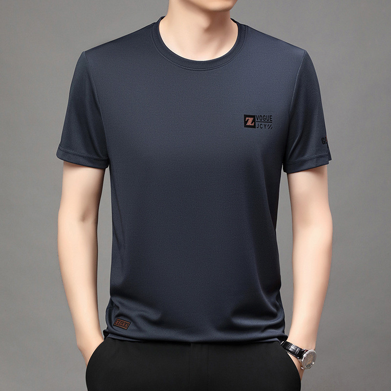 ผู้ชายรอบคอพิมพ์เสื้อกันหนาว จุดต่ําสุด เสื้อฤดูร้อนสไตล์ใหม่ธุรกิจสบายๆแขนสั้นเสื้อยืดผู้ชายด้านบน 
