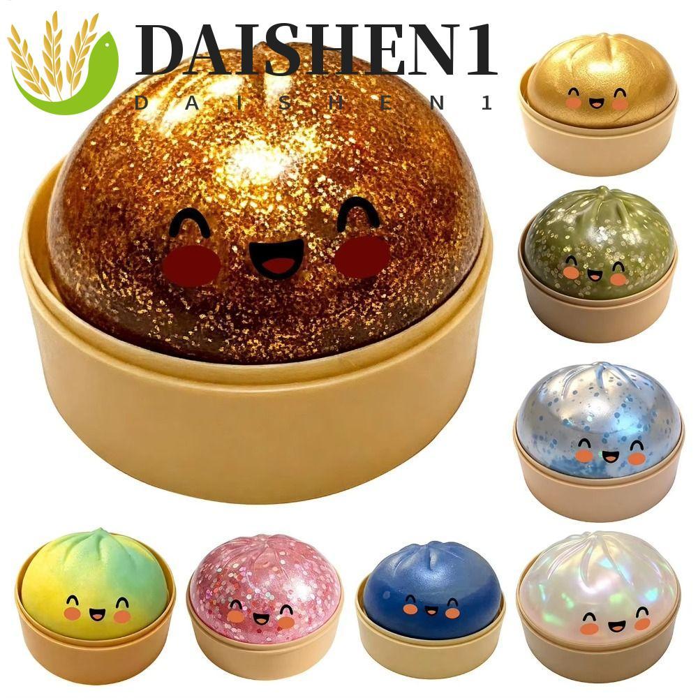 DAISHEN1 Dumpling Squishes,Glittering Giant Rainbow Bun Sensory Balls,สําหรับผ่อนคลายน่ารัก Dumpling-Shaped Pinch Soft Squishy ของเล่นผู้ใหญ่และเด็ก
