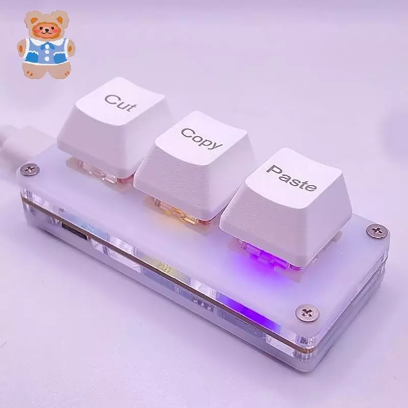 Rgb Mini Cut Copy Paste Keyboard Hotswap 3-Key Gaming Mechanical Keyboard USB Type-C สําหรับบัญชีทํางานหรือจังหวะเกม