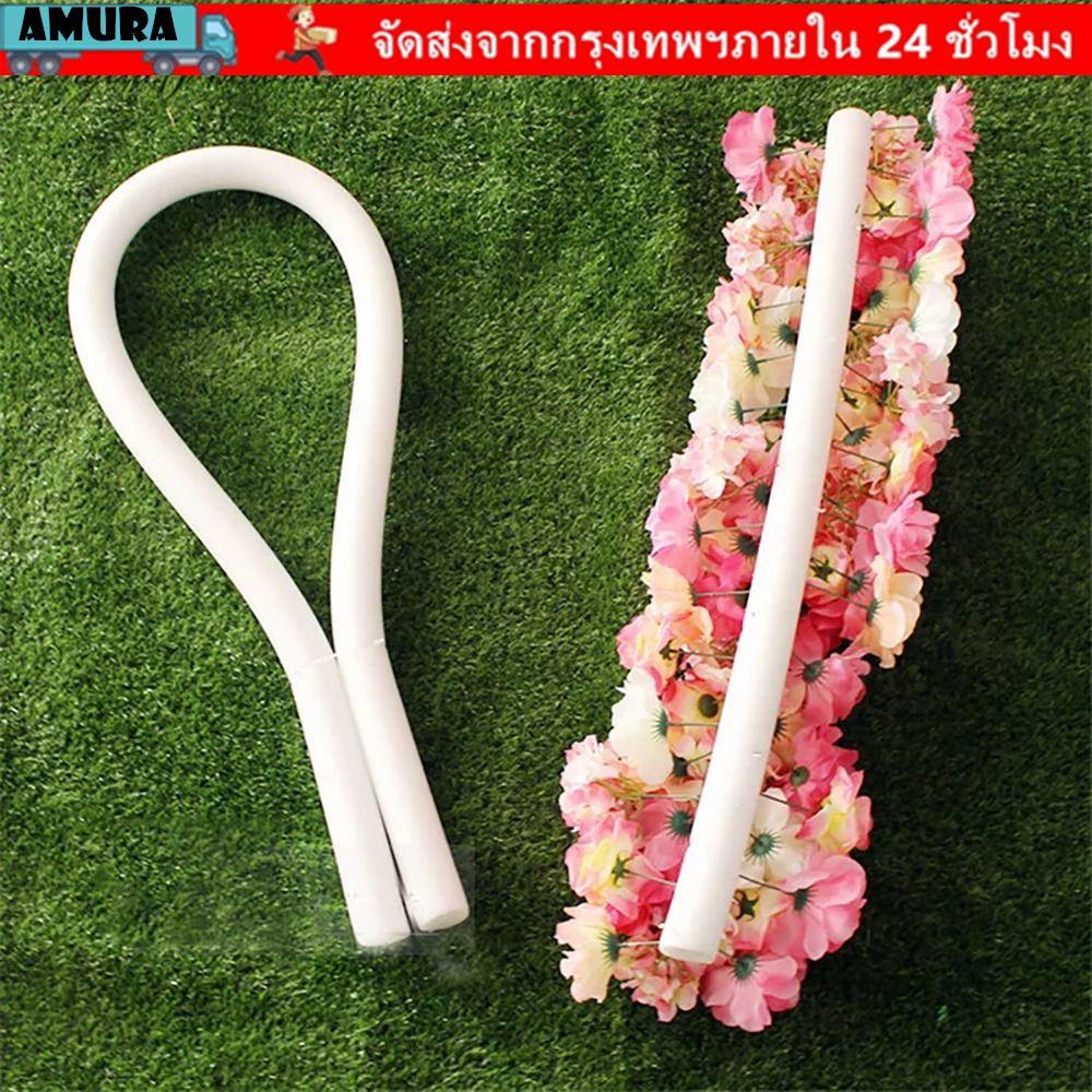 AMURA 1 ชิ้นโฟมแถบ,งานแต่งงานกิจกรรม Party Props ดอกไม้ฐานฟองน้ํา Stick,สีขาว 51*4 ซม.ทรงกระบอก DIY แถบผ้าฝ้ายแพคเกจดอกไม้