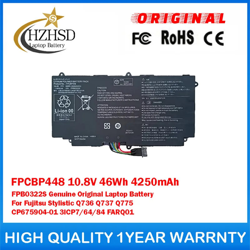 FPCBP448 10.8V 46Wh 4250mAh FPB0322S ของแท้แบตเตอรี่แล็ปท็อปสําหรับ Fujitsu Stylistic Q736 Q737 Q775