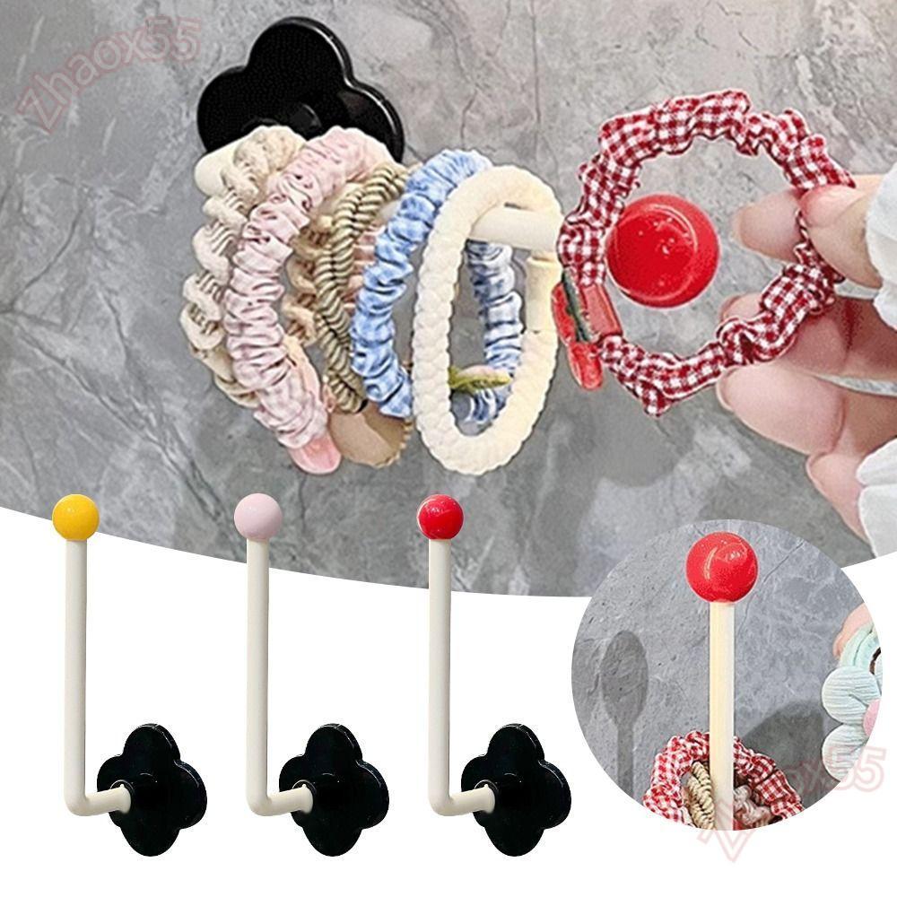 ZHAOX Hairband Storage Hook, Punch Free Dopamine Cloth Hanger, Portable Wall Mounted L-Shape Kitchen Storage Rack