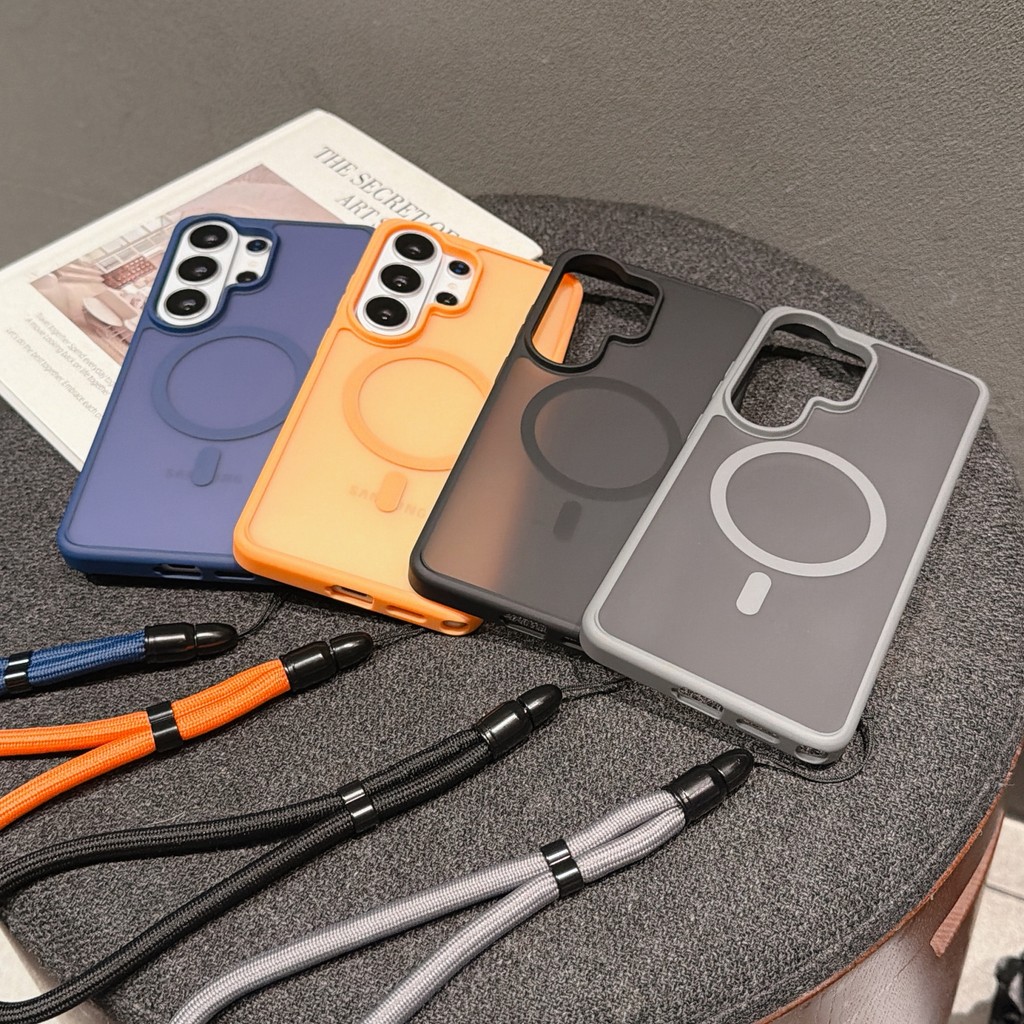 Simple Skin-feeling เคสโทรศัพท์แม่เหล็กพร้อมเชือกสําหรับ Samsung Galaxy A54 A54 S26 ultra S25 S24Ult