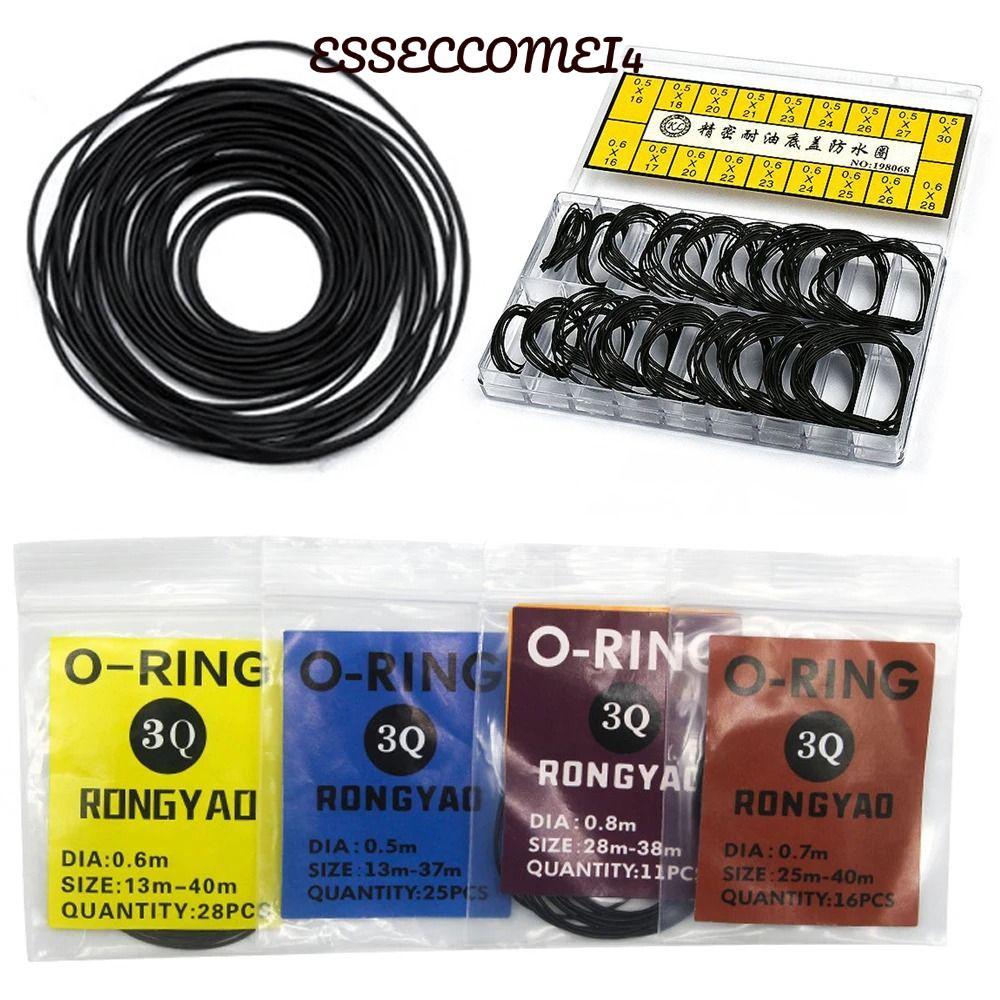 ESSECCOMEI4 200 ชิ้น/เซ็ตยาง O-แหวน,กล่องหนา 0.5 มม./0.6 มม.นาฬิกากลับยาง,สําหรับช่างซ่อมนาฬิกากันน้