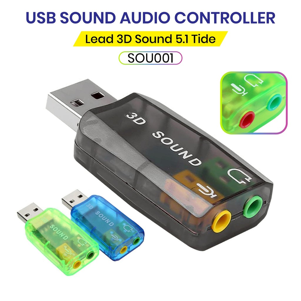 พร้อมส่ง USB SOUND ซาวด์การ์ด การ์ดเสียง ยูเอสบี ใช้งานง่ายสะดวก ไม่ต้องติดตั้ง เสียบใช้งานได้เลย SOU003 SOU004