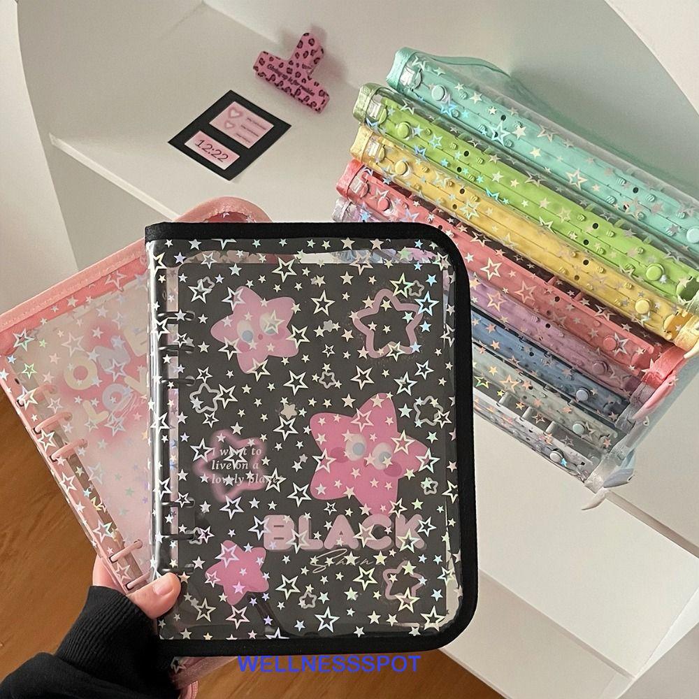 WELLNESSSPOT Binder Photo Album Cover, A5 PVC Photocard Holder, เครื่องเขียนโปร่งใสสไตล์เกาหลีประณีต Photo รวบรวมปกหนังสือคอลเลกชันการ์ดรูปถ่าย
