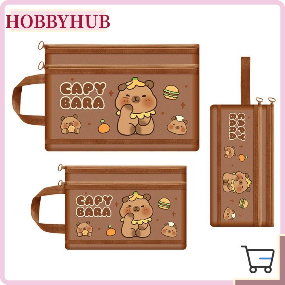 กระเป๋า Capybara, กระเป๋าเก็บตาข่ายสีน้ําตาลเข้มสองชั้น, ตาข่ายแบบพกพา A4/A5/A6 กระเป๋าแฟ้มนักเรียน