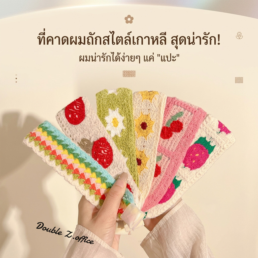 ที่คาดผมถักไหมพรมสไตล์เกาหลี ลายดอกไม้ผลไม้แฮนด์เมด นุ่มใส่สบาย คาดผมแฟชั่นวินเทจหวานๆ สำหรับผู้หญิง ถ่ายรูปน่ารัก