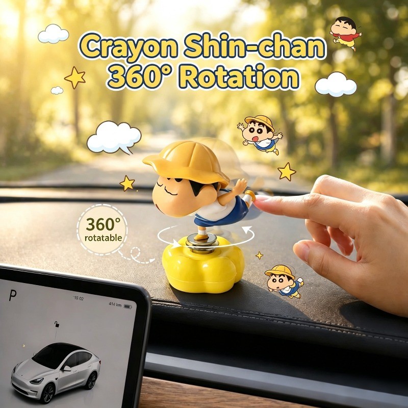 Flying Crayon Shin-chan เครื่องประดับ 360°หมุนได้เครยอนชินจังเครื่องประดับตกแต่งภายในรถอุปกรณ์โต๊ะ