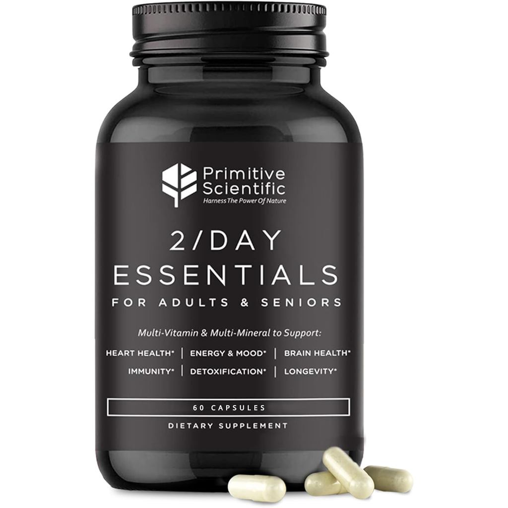 Whole Food Daily Essential Multivitamins for Adults and Seniors - 2X a Day - Vitamin A, C, D, E, B12
