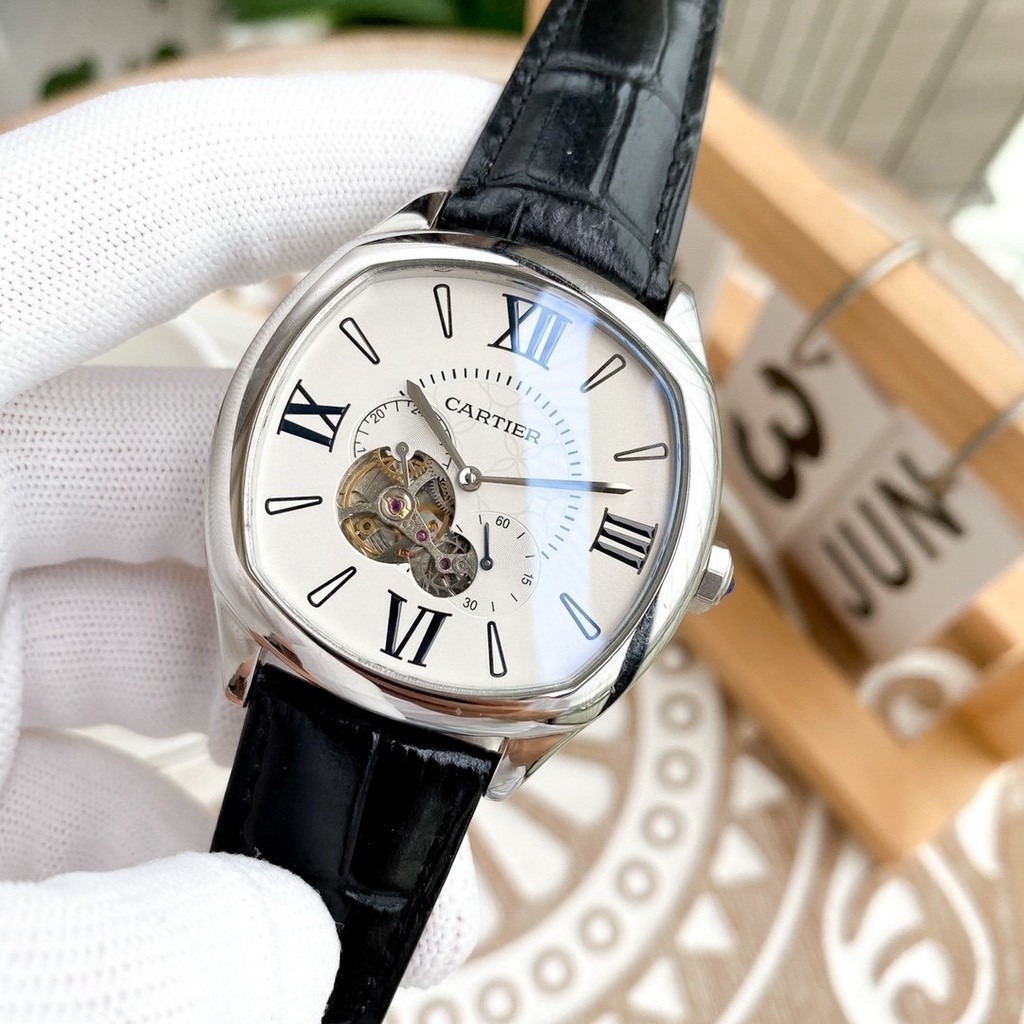 Cartier T76 Boutique ธุรกิจลําลองผู้ชายนาฬิกาจักรกล