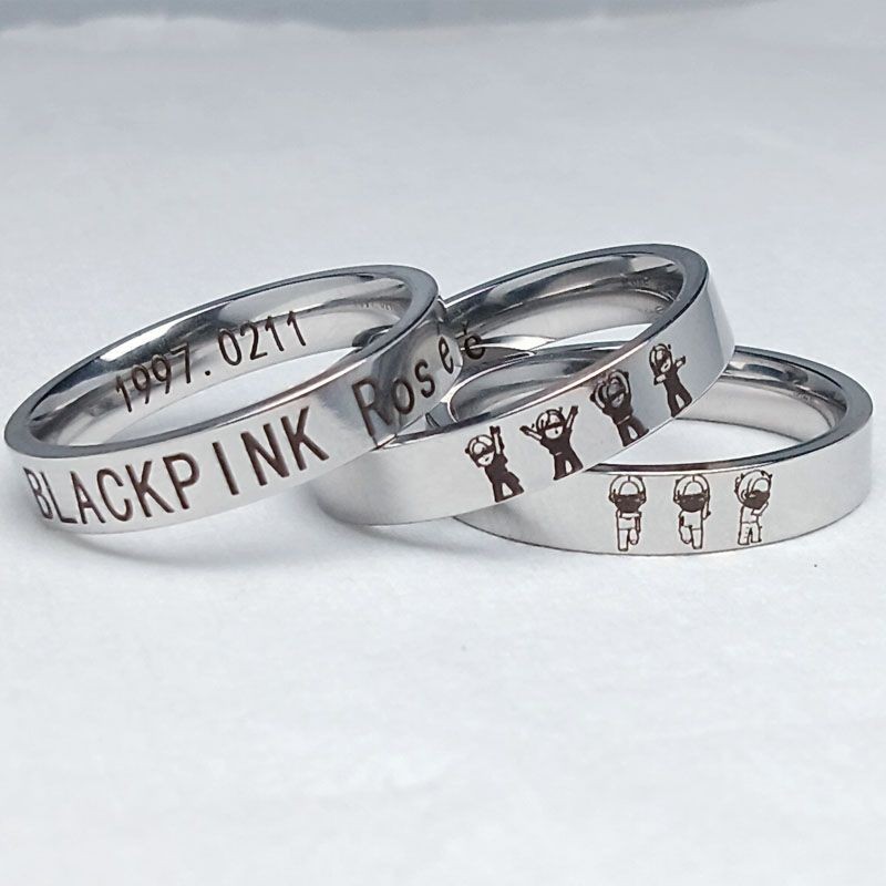 BLAPINK หมึกสีชมพู Merchandise Park Chae Young สนับสนุนสินค้า Non-Fade แหวน rosé แหวน Happy Life MI1