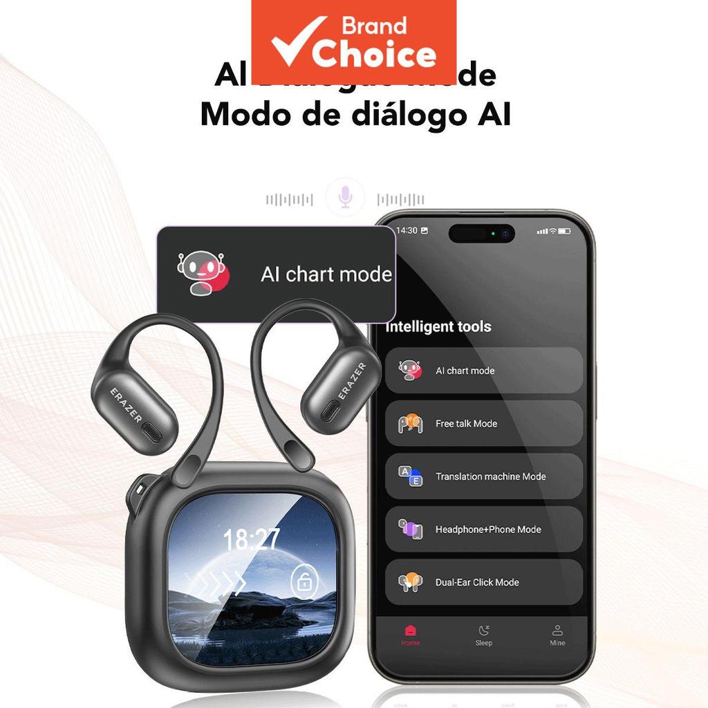 ERAZER XF38 หูฟังเอียร์บัดแปลภาษา AI หน้าจอสัมผัส หูฟัง 134 ภาษา แปลภาษา หูฟังแบบเปิดหู กันน้ํา พร้อ