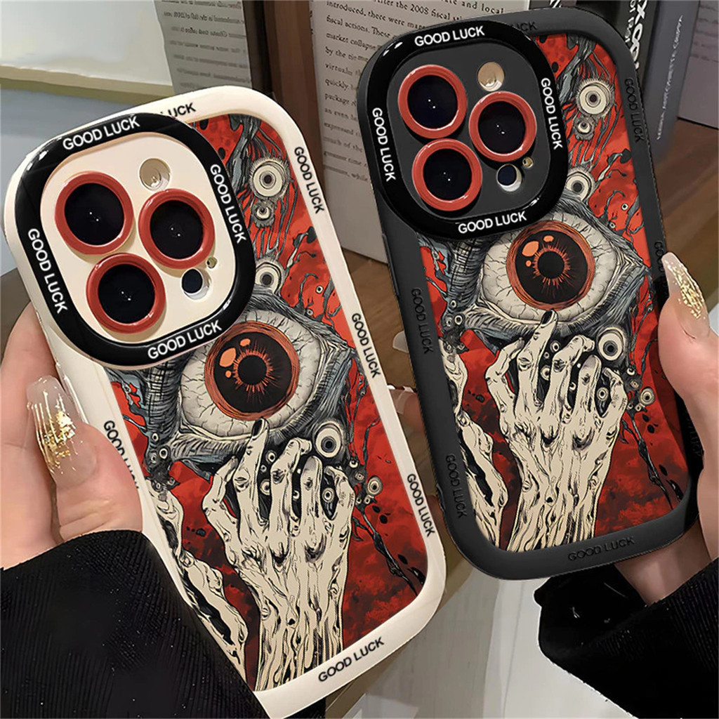 เคสไอโฟน 13 17 Air 11 สำหรับ IPhone 11 17 16 15 13 12 14 Pro Max XR Max เคส IPhone Trendy Fear Eye P