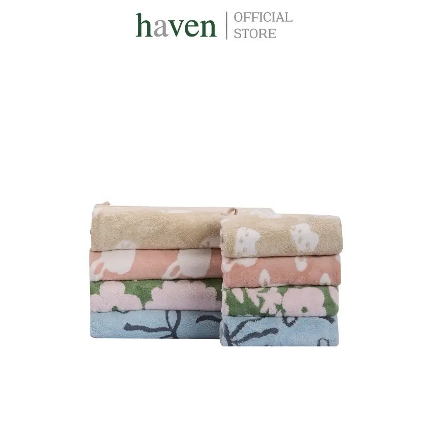 HAVEN ผ้าขนหนู Nanofiber รุ่น Nano Jacquard Bloom ซับน้ำดี แห้งไว นุ่มพิเศษ ลดการสะสมของเชื้อโรค