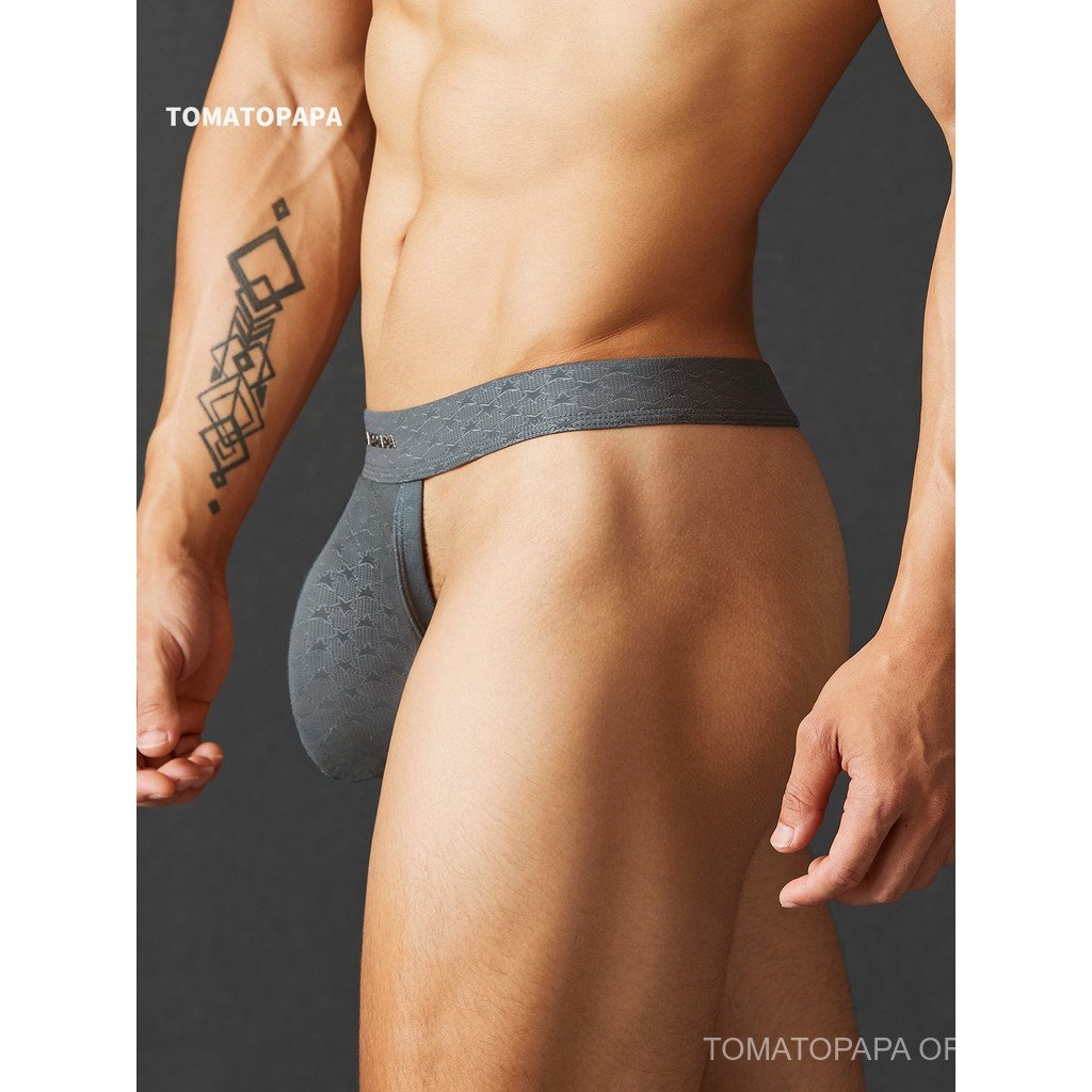 TOMATOPAPAPA Mens Seamless Thong-Simple Wide Belt Design Breathable เซ็กซี่ต่ําเอวสีทึบกีฬา Breathable