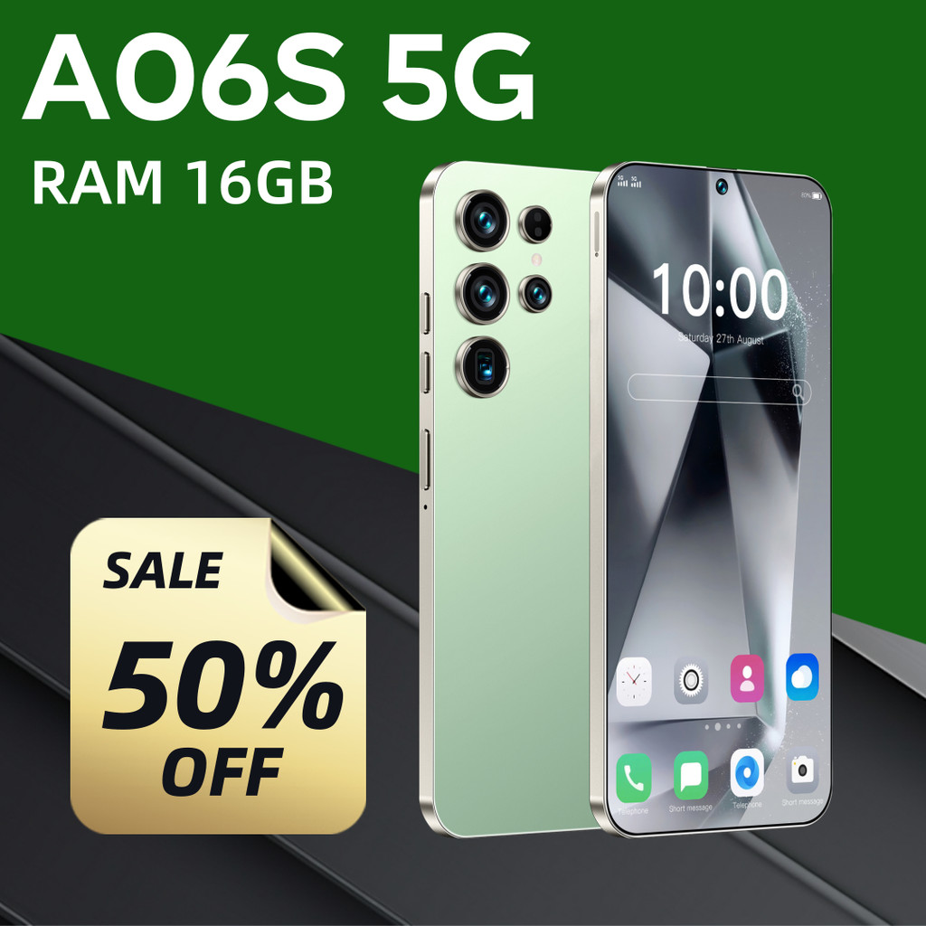 A06s 5G Smart Phone 5G หน้าจอใหญ่ 6.8 นิ้ว RAM 12GB ROM 512GB แบตฯอึด 7500mAh กล้อง AI