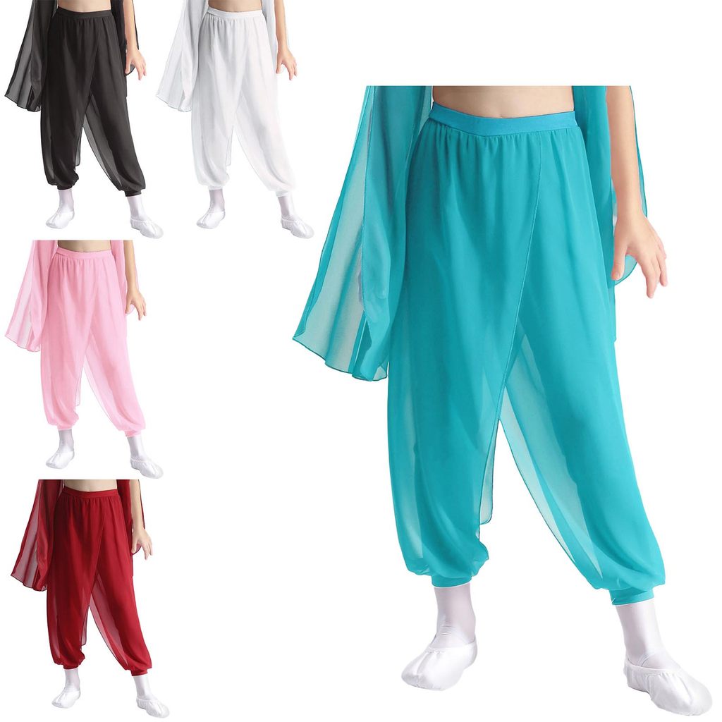 Yeahdor เด็กผู้หญิงแยกชีฟอง Overlay กางเกงเต้นรําสําหรับเต้นรําคลาสสิกฝึกการแสดงบนเวที