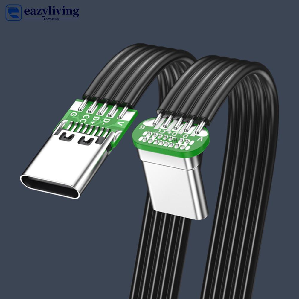 EAZYLIVING ยืดหยุ่นแบนซิลิโคน USB C ถึง USB C สายซ้าย/มุมขวาสําหรับโทรศัพท์กล้อง 65W Fast Charging 2