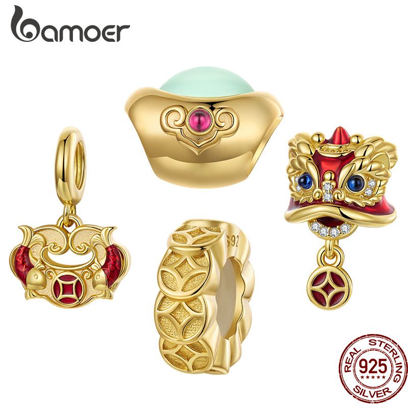จี้และสร้อยข้อมือเงินแท้ 925 สไตล์ตรุษจีน สำหรับทำเอง เป็นของขวัญที่สวยงามสำหรับผู้หญิง