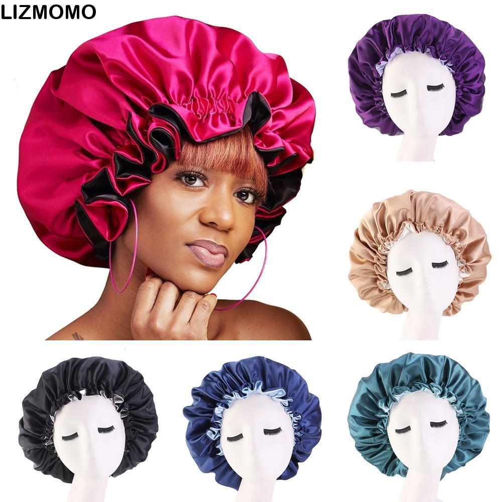 LIZMOMO Satin Bonnet ปรับฝาครอบผมร่วง Double Layer Chemo Caps