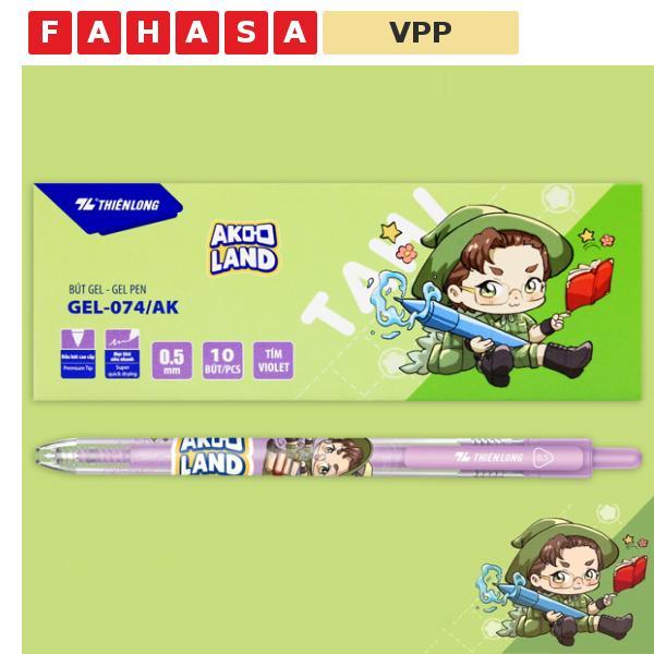 ปากกาเจลกล่อง 10 แท่ง 0.5 มม. - Character Akooland Tahi - Thien Long - GEL-074/AK - หมึกสีม่วง