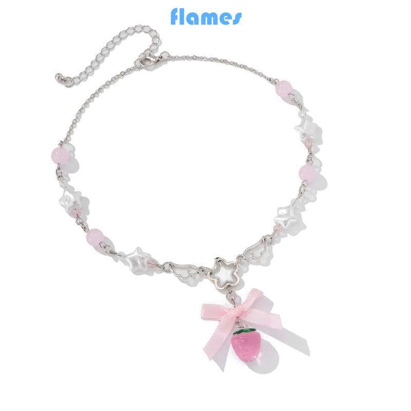 FL Elegant Strawberry snd Love Heart Designs สร้อยคอสําหรับผู้หญิงอุปกรณ์ปาร์ตี้แฟชั่นเครื่องประดับช