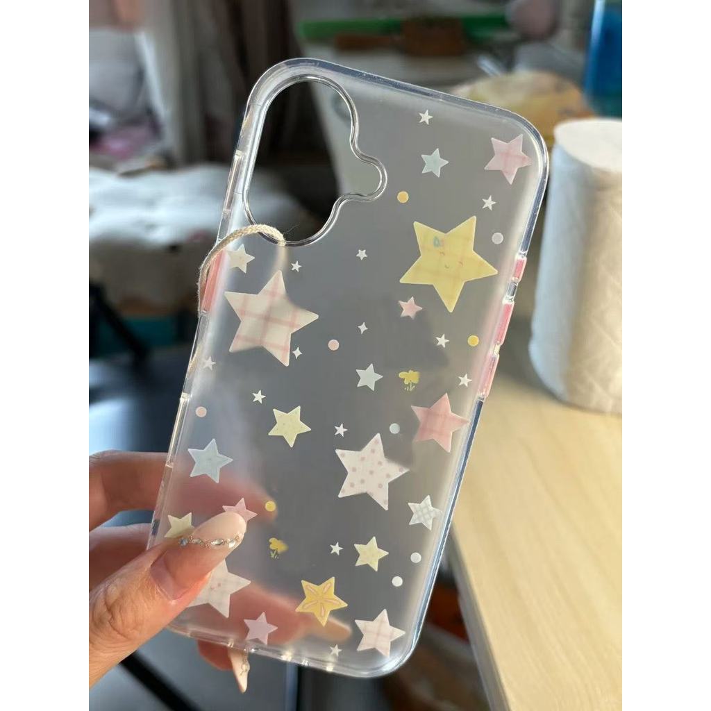 ลายสก๊อต Polka Dot Star เหมาะสําหรับ Apple 17 เคสโทรศัพท์ iphone16/15/14/13 Frosted 12 หญิง ins สไตล์ 11 เคสโทรศัพท์