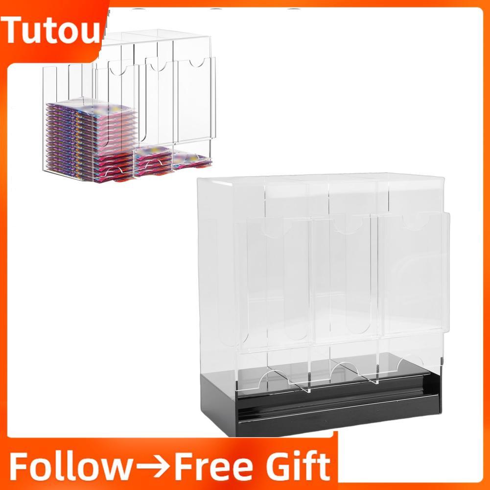 [Ready Stock] Tutoushop Luocute 1 ชิ้นอะคริลิค Booster Pack เครื่องจ่าย 3 ช่องใส่การ์ดและออแกไนเซอร์สำหรับ Trading Packs กีฬาเพิ่มเติมพร้อมฐานสีดำ