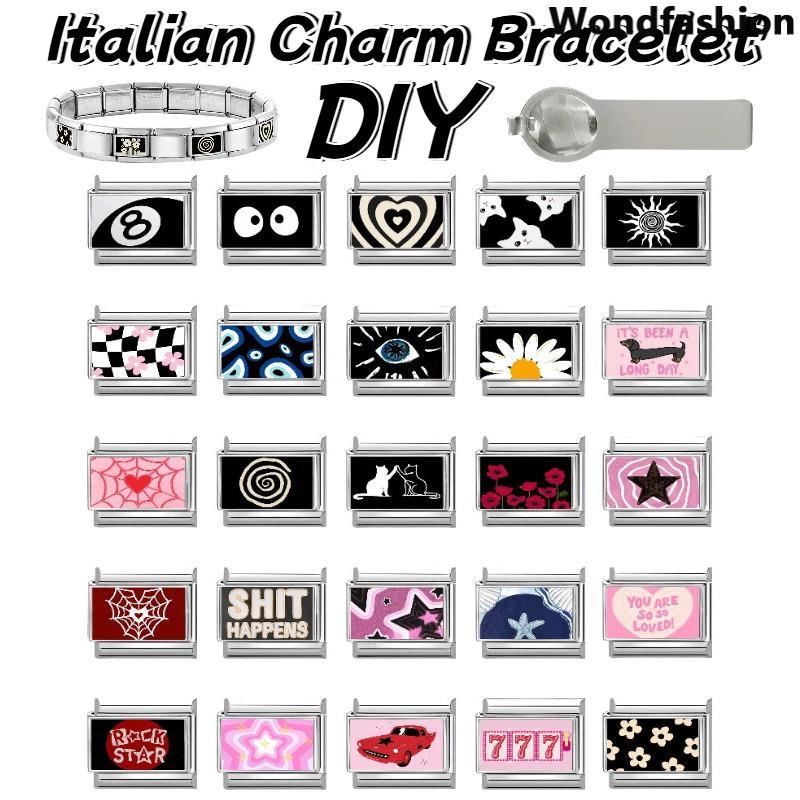 สร้อยข้อมือcharm fit ขนาด9มม. สแตนเลส อิตาเลียนสไตล์ 100รูปแบบ เพอร์ซันนัลได้เอง