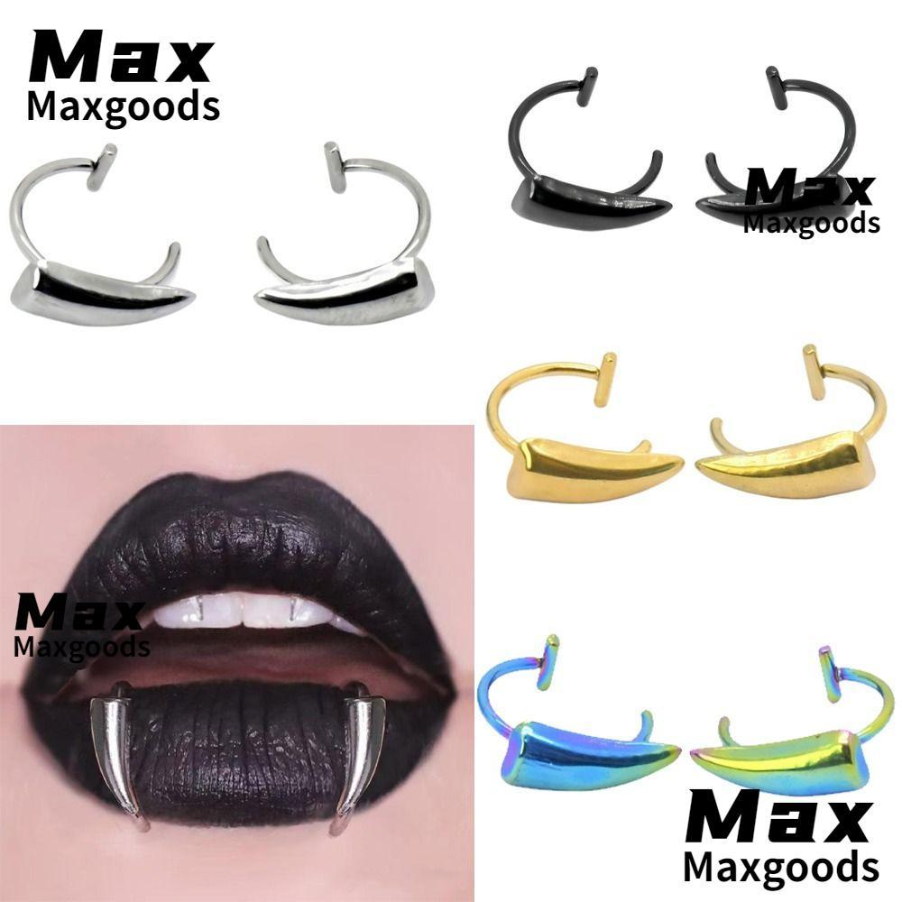 MAXG แหวนปากปลอม, Non-Piercing Vampire Fang รูปร่างเครื่องประดับไม่เจาะ,อุปกรณ์เสริมปาร์ตี้ Punk สแต