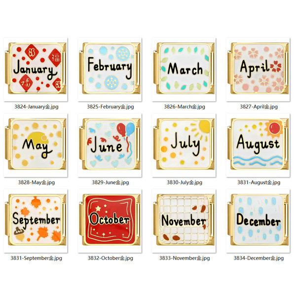 กำไลข้อมือ กำไลข้อมือผู้หญิง Cross-Border DIY สแตนเลสสามมิติยืดโมดูลสร้อยข้อมือธันวาคม OCTOBER สร้อย