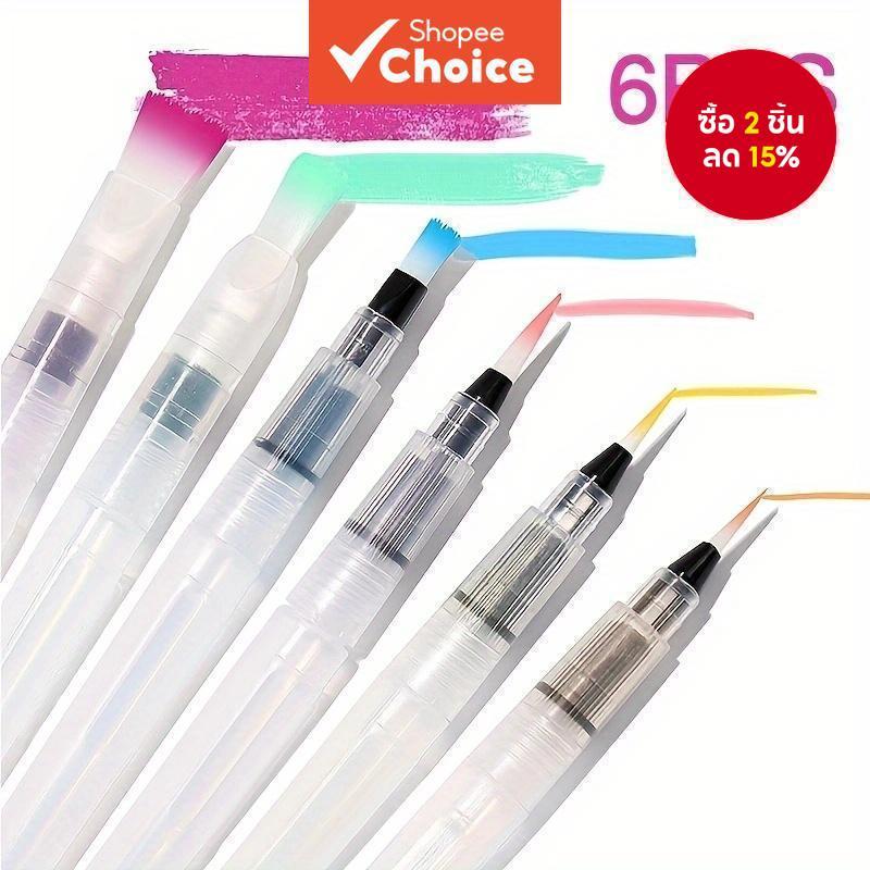 6 ชิ้น/เซ็ตน้ําสีแปรงดินสอแบบพกพาสีแปรงนุ่มสีน้ําแปรงหมึกปากกาสําหรับจิตรกรรมวาดอุปกรณ์ศิลปะ