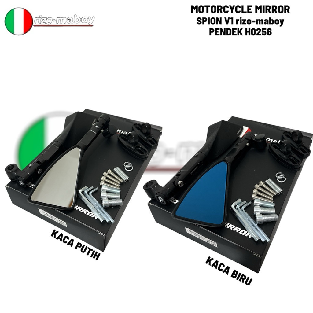 Rizo-maboy Racing - V1 กระจกสามเหลี่ยม koso Rizo-maboy Full CNC Black Series แก้วสีฟ้าและแก้วสีขาว U