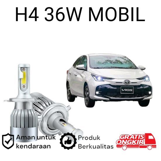 2 ชิ้น H4 COB 36 วัตต์ LED ไฟหน้าสําหรับ Toyota vios gen3 Koko Cars