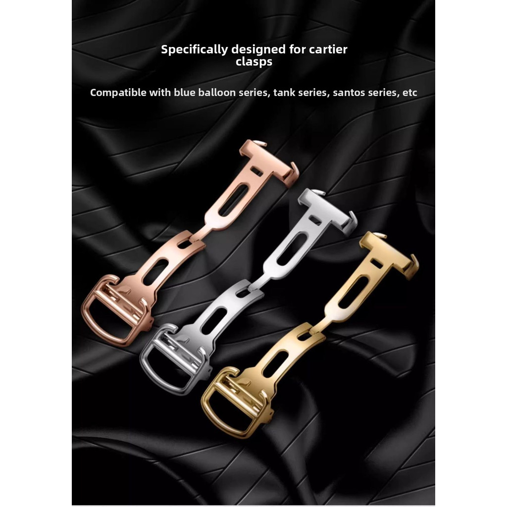 Cartier Blue Balloon Watch Buckle หนังแท้ Cartier Original Folding Buckle นูนถังนาฬิกา Chain Buckle 