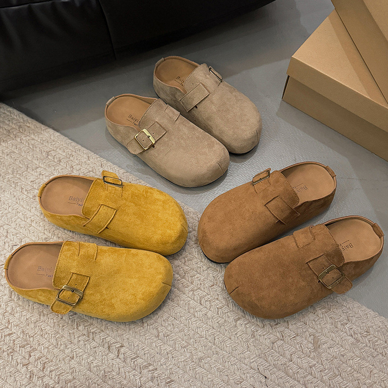 รองเท้าผู้หญิง Retro Birkenstock Toe-Covered รองเท้าแตะความสูงสไตล์ใหม่ฤดูใบไม้ผลิฤดูใบไม้ร่วงแฟชั่น