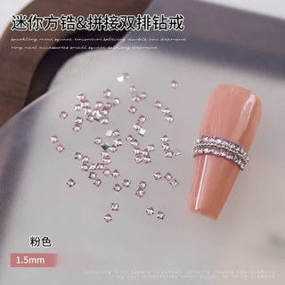 50 ชิ้นชุดอัพเกรดแหวนเพชรเล็บเพชร Strobe Influencer Mini ขนาดเล็กสแควร์แบนเพทายคู่แถวเล็บเพชร