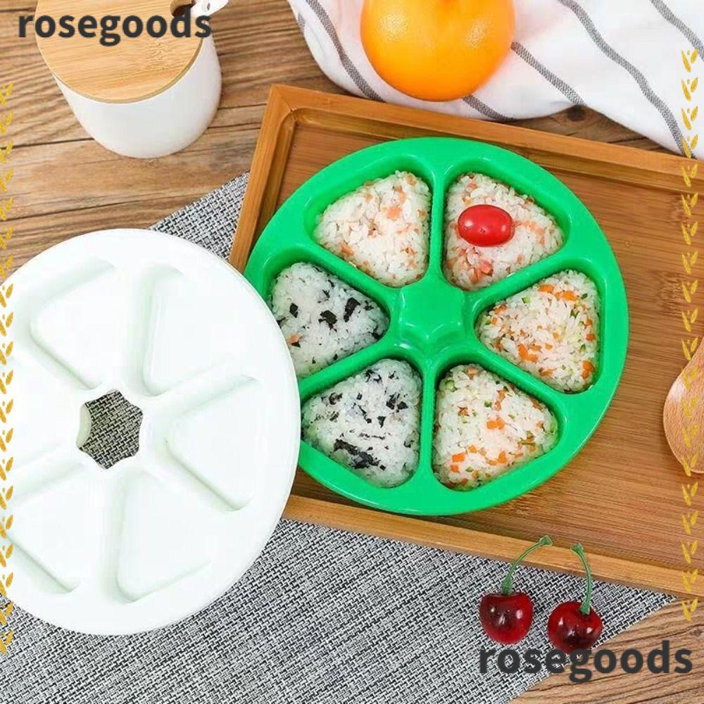 ROSEGOODS แม่พิมพ์ Onigiri กล่องเครื่องทําซูชิ PP 6 in 1 รูปร่างที่สมบูรณ์แบบ Non-Stick Sushi Press อาหารญี่ปุ่น