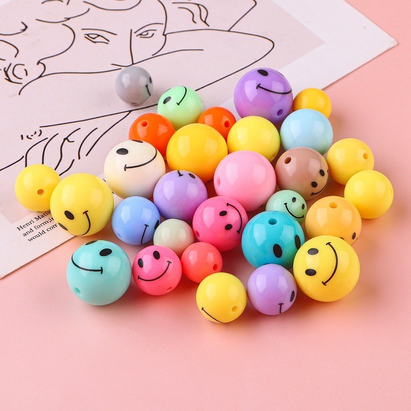 อะคริลิครอบหน้ายิ้มลูกปัดสร้อยคอ diy เด็ก Handmade Beading วัสดุโฮมเมดสร้อยข้อมือเครื่องประดับลูกปัด