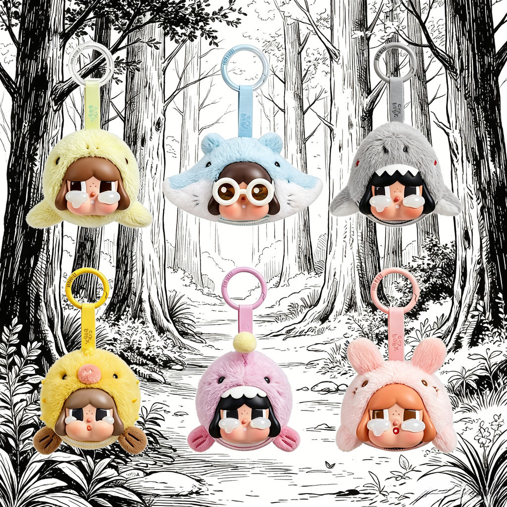 P POPMART CRYBABY Tears Flow เข้าสู่ Sea Series ไวนิลตุ๊กตาจี้ Mystery กล่องของขวัญเล่นอินเทรนด์
