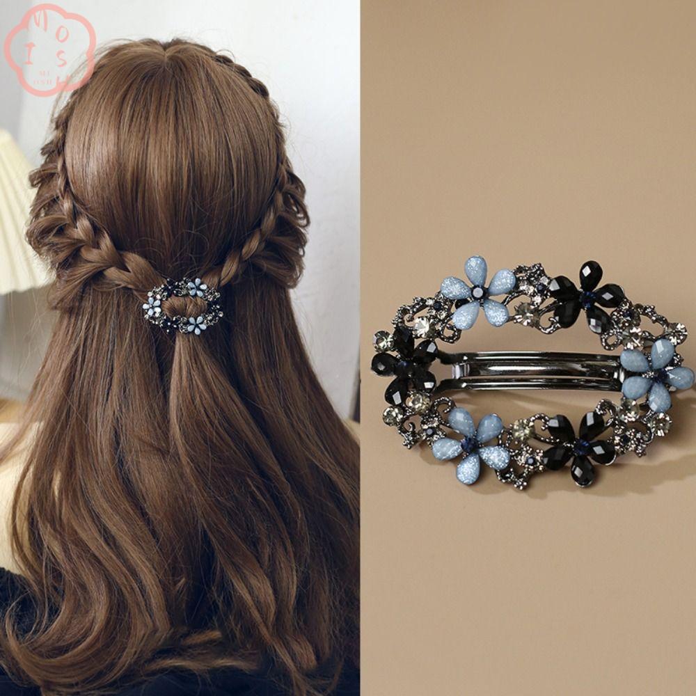 MIOSHOP กิ๊บติดผมดอกไม้รูปไข่, Rhinestone Simple Design คริสตัลฤดูใบไม้ผลิ Hairpin, แฟชั่นเกาหลีหรูหรา Casual Horsetail คลิปสําหรับผู้หญิงสาวอุปกรณ์เสริมผม