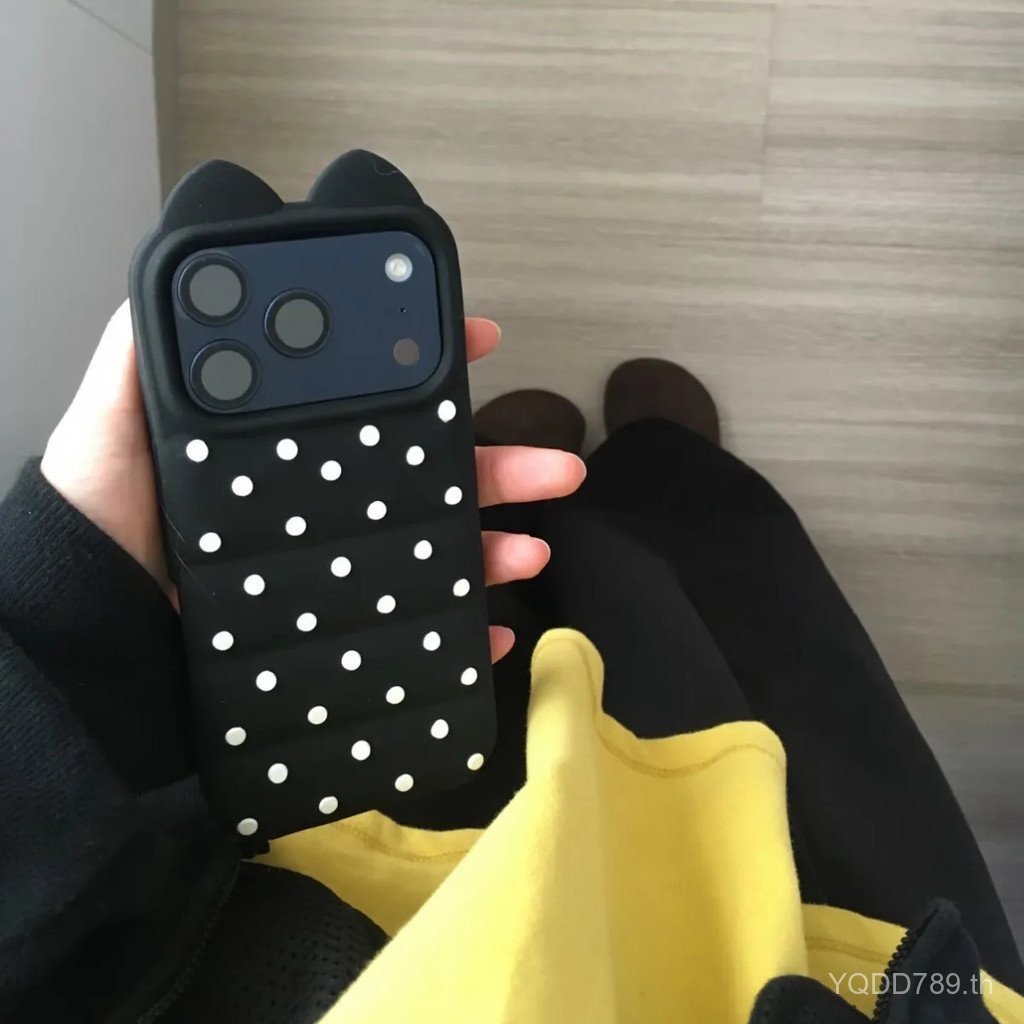 เคสโทรศัพท์ เหมาะสําหรับ iPhone X XS XR XSMAX 11 12 13 14 15 16 17 Pro max Plus Air หูแมวน่ารักลายจุดกันกระแทกกันกระแทกเคสรวมทุกอย่าง DJHQ