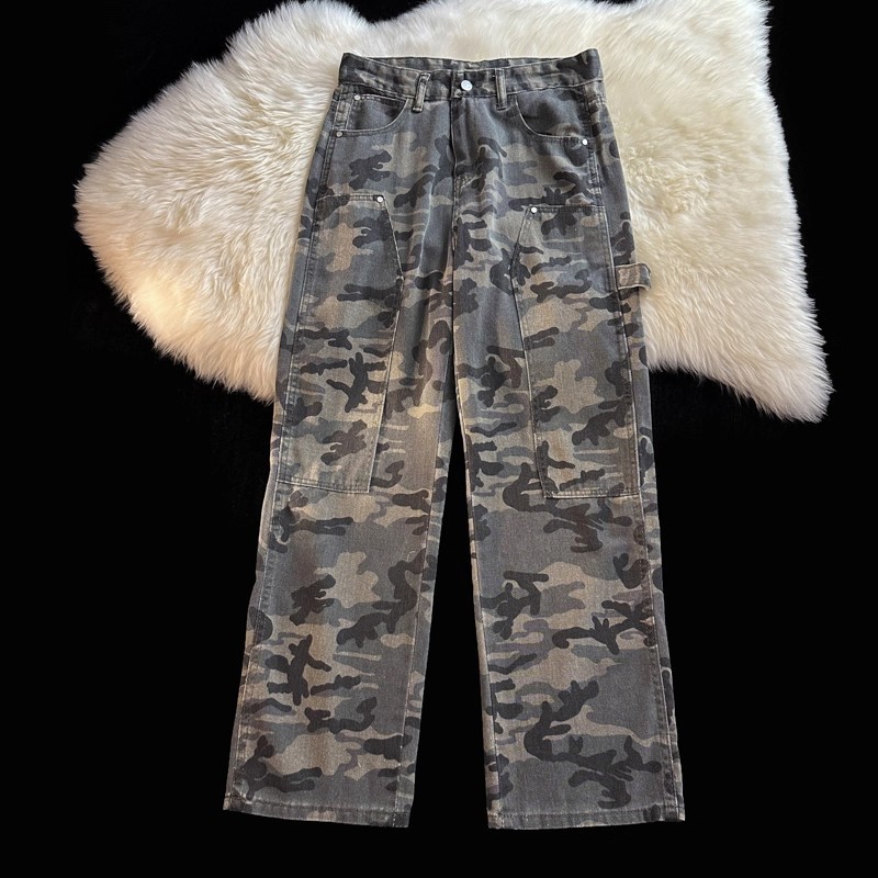 Cleanfit Street Wear Overalls Logging กางเกงผู้ชายฤดูร้อน American High Street Camouflage กางเกงลําล