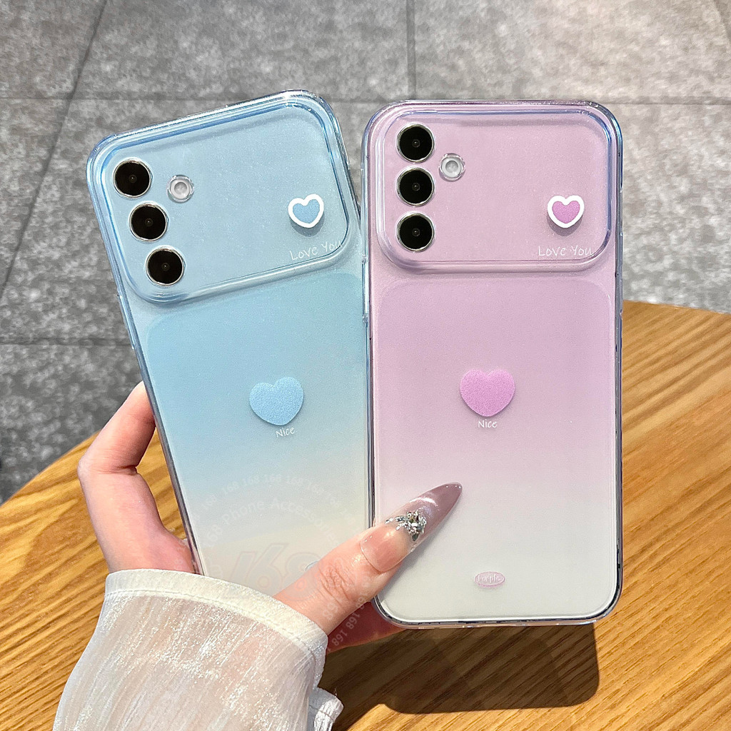 เคส Samsung A56 A57 A55 5G เคสใสรูปหัวใจ กันกระแทก เคสแบบไล่เฉด สีสันรูปหัวใจ ผิวซอฟต์แมตต์ด้านหลัง ให้ความรู้สึกเหมือนผิวด้าน ป้องกันรอยนิ้วมือ