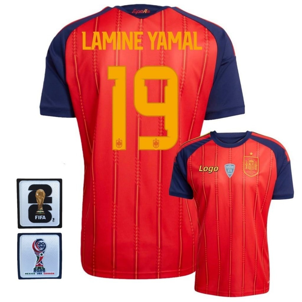 แฟน ๆ การแก้ไข สเปน 2026/27 ผู้ชายสเปนบ้านแขนสั้นเสื้อฟุตบอลเสื้อยืด