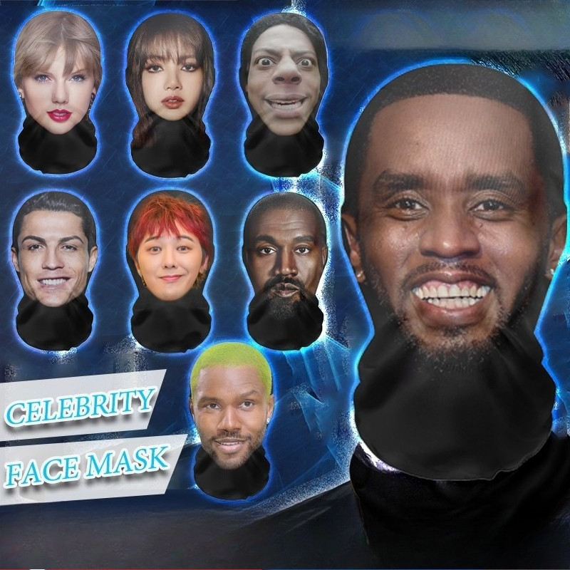 3D พิมพ์ Full Face Mask คอสเพลย์ตลกคนดังปลอมตัว Mask Bruno Mars หน้ากาก Frank Ocean P.Diddy